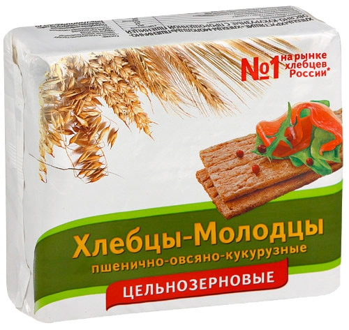 Хлебцы-молодцы пшенично-овсяно-кукурузные цельнозерновые 110г